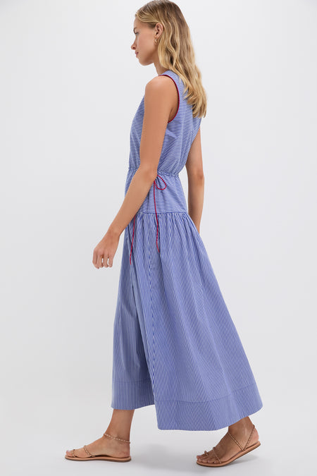 Royal Blue and White Stripe Charlotte Maxi Dress