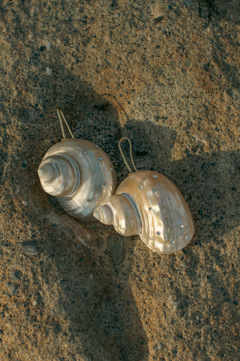 White Sundial Earrings