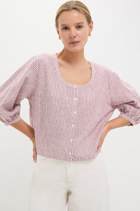 Red Stripe Linen Kennedi Blouse